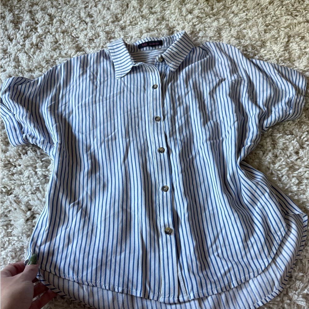 Kaii Women's Blue and White Striped Blouse - Picture 2 of 7